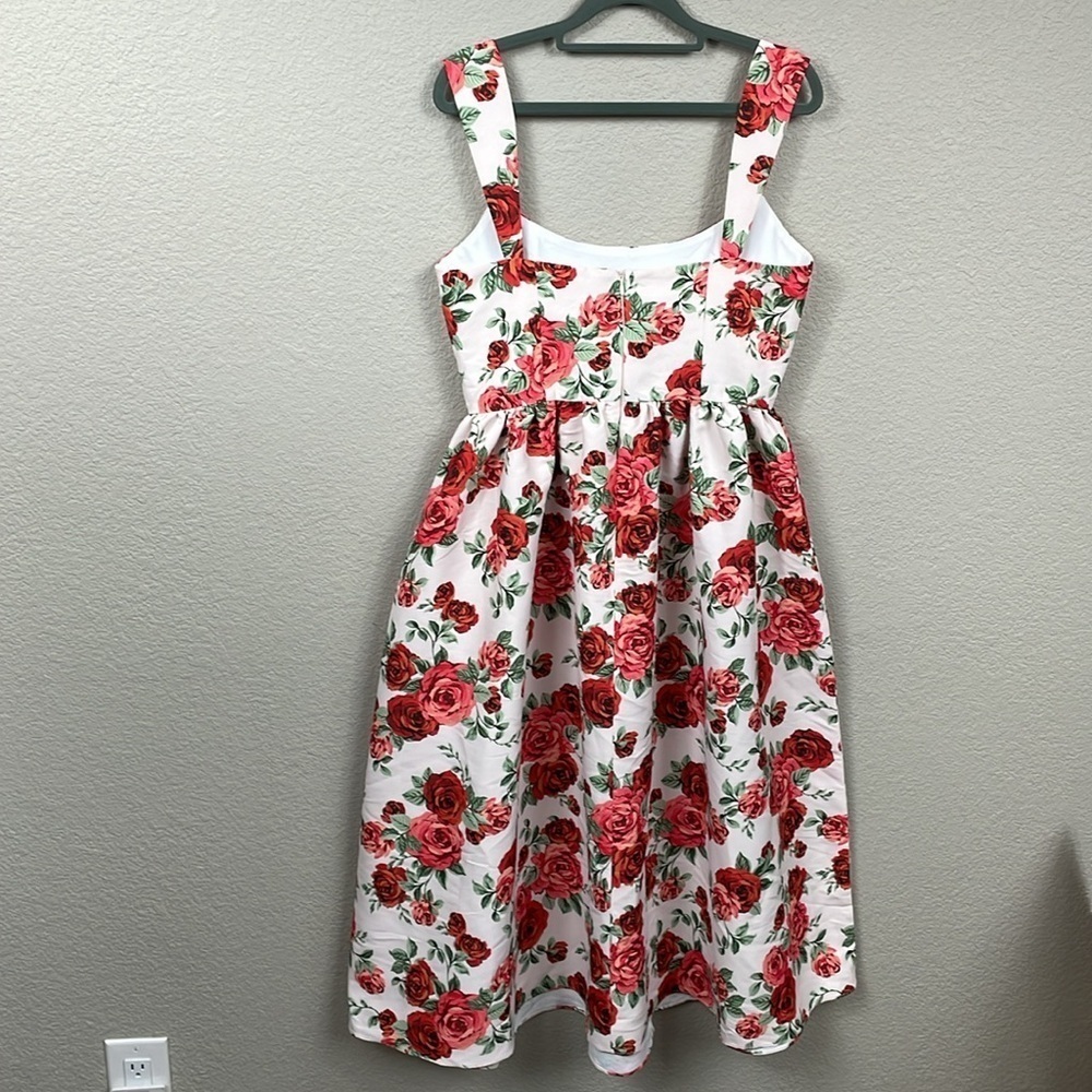 NWT Sachin + Babi Blaine Taffeta Square Neck Midi Dress Babydoll Rose Print 8 - Picture 5 of 11